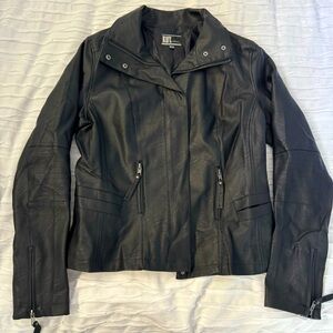 Black large leather jacket